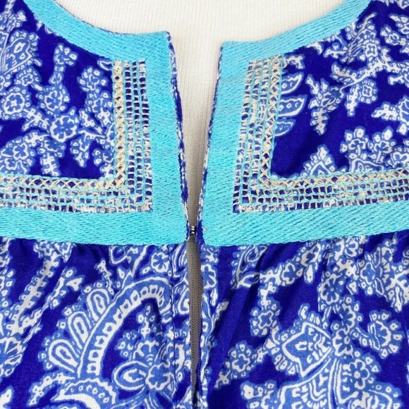 J. Crew Printed Peasant Paisley Top Boho Blouse Tunic E6540 Blue - Picture 11 of 13
